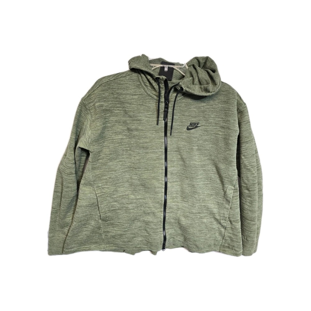 Nike Women's Tech Knit Jacket‎ M Green Hooded Full-Zip Casual